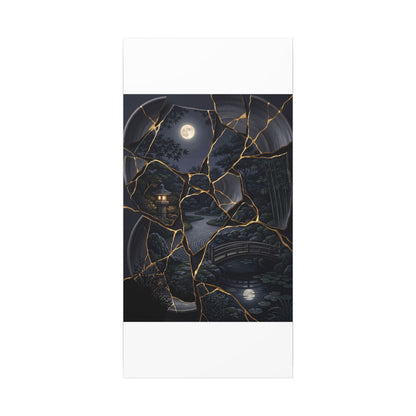 Kintsugi Moonlit Garden in Golden Hour | Gold Repair Canvas Art