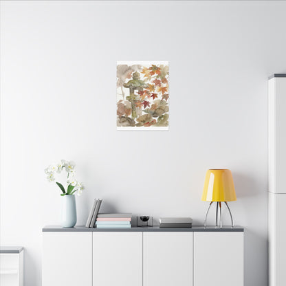 Stone Lantern Watercolor Canvas Art | Earthy Japandi Art