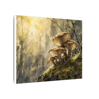 Wild Mushrooms Canvas Art | Spring Japandi Watercolor Art