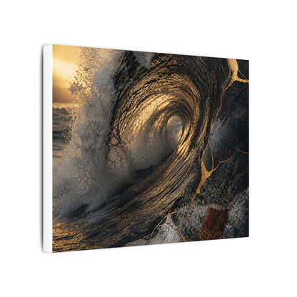 Kanso Ocean Wave Canvas Art - Kintsugi Gold Vein