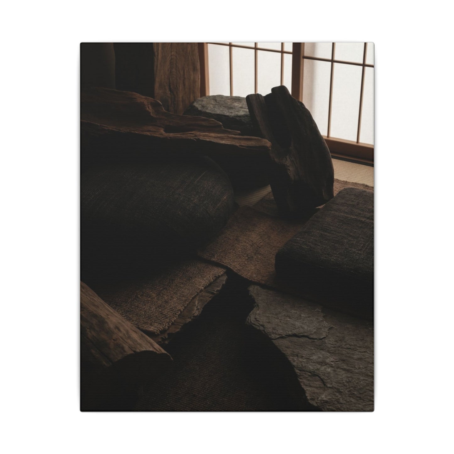 Dark Japandi Shadow Zen Canvas Art