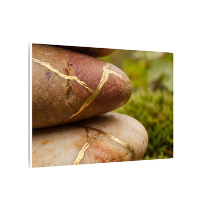 River Stones Summer Canvas Art | Kintsugi Healing Design
