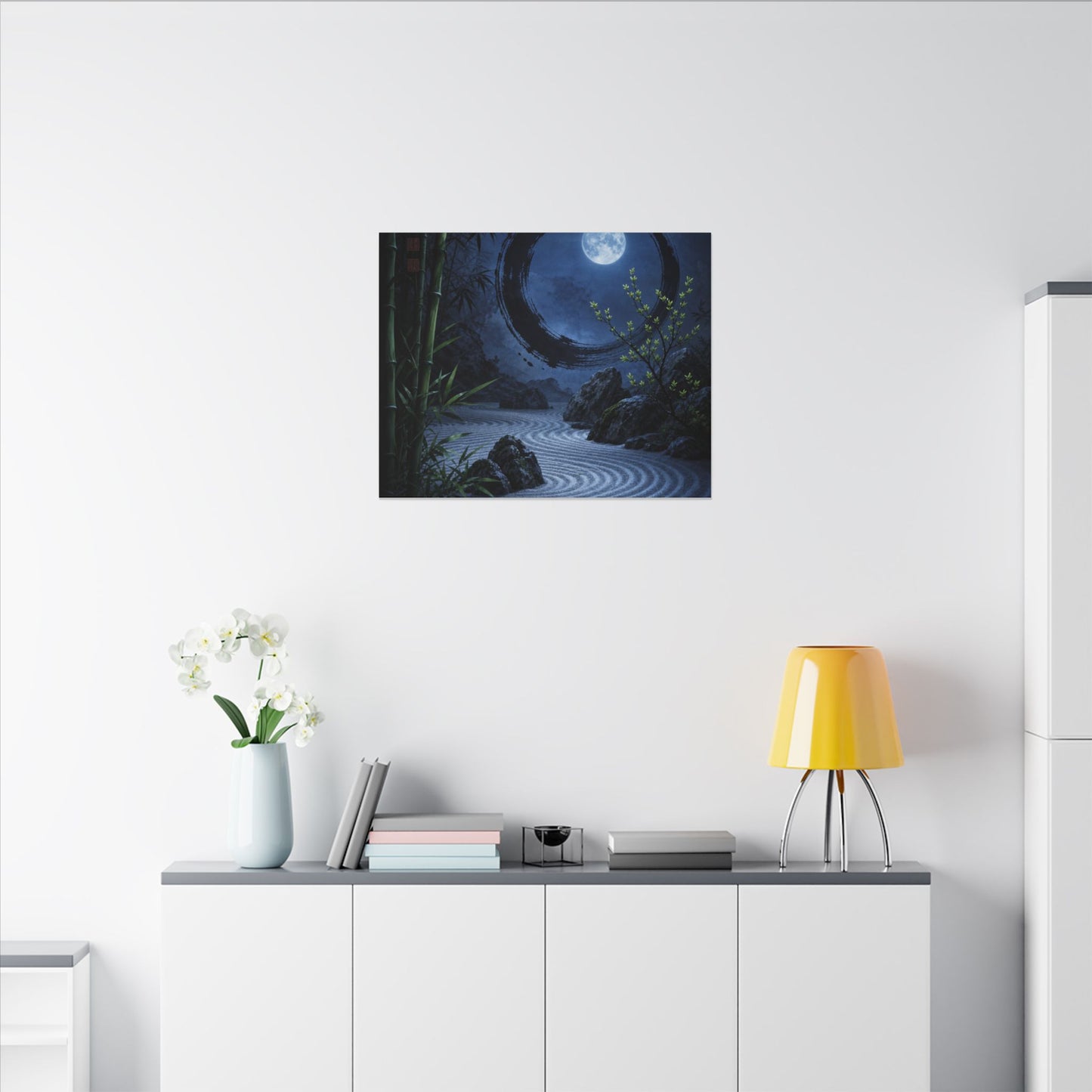 Serene Rock Garden Canvas Art - Enso Zen