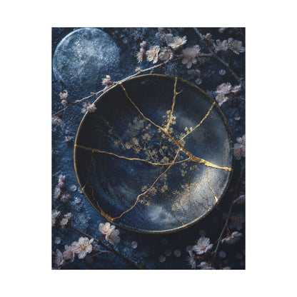 Cherry Blossom Winter Canvas Art | Kintsugi Philosophical Design