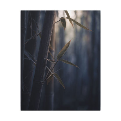 Dark Japandi Bamboo Grove in Dawn | Moody Minimal Canvas Art