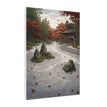 Autumn Rock Garden Ukiyo E Inspired Canvas Art | Peaceful Decor