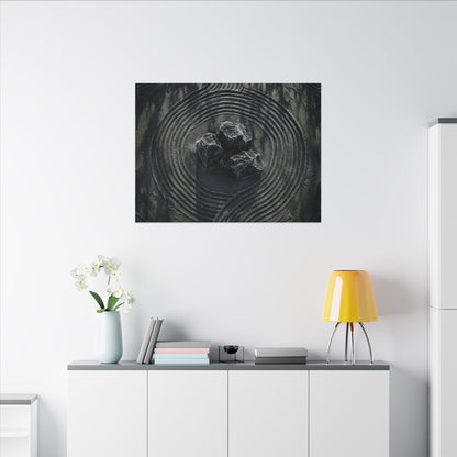 Moody Rock Garden Canvas Art - Dark Texture Dark Japandi