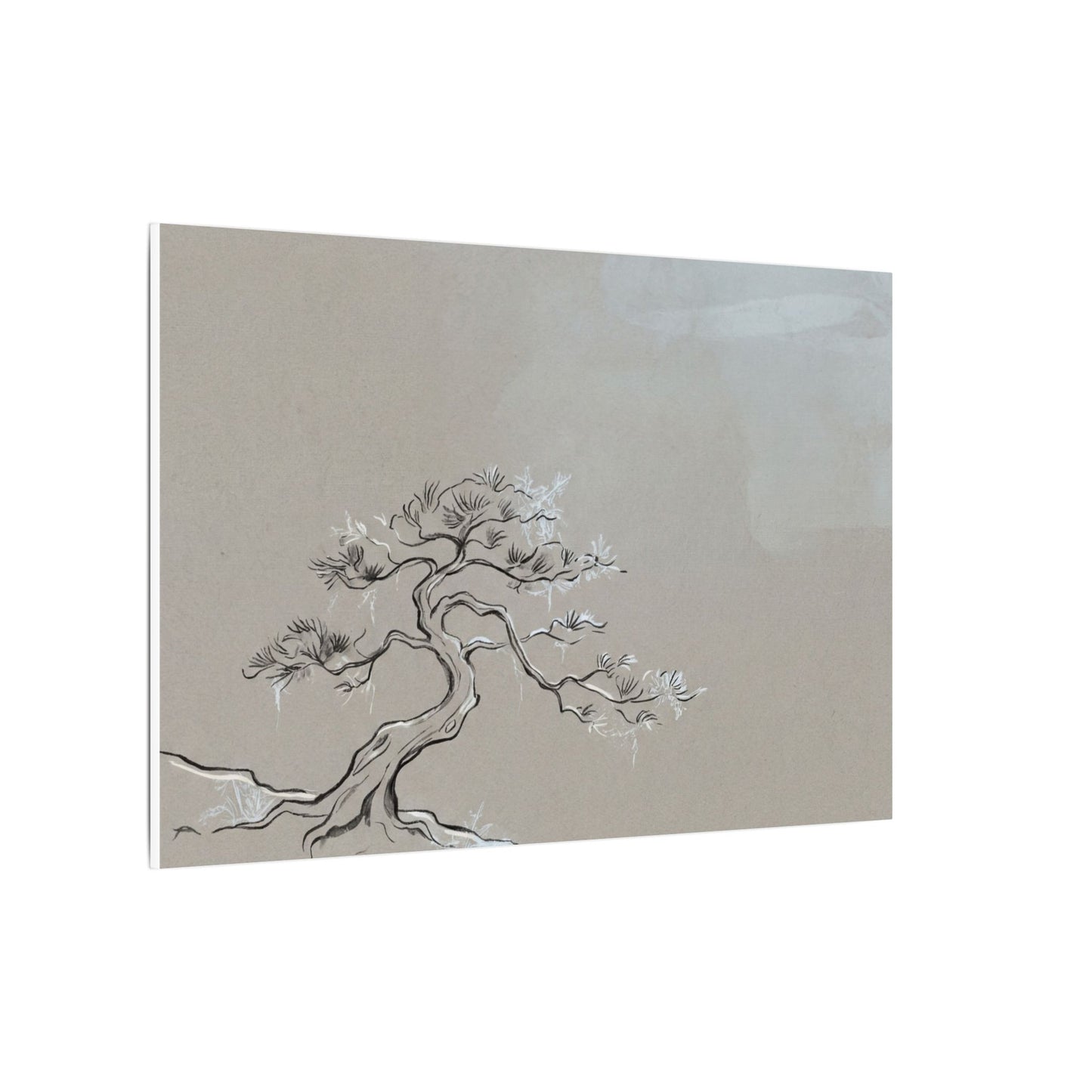 Pine Tree Minimal Line Canvas Art | Warm Japandi Art