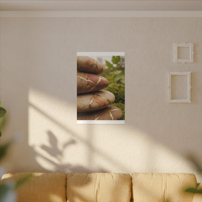 River Stones Summer Canvas Art | Kintsugi Healing Design