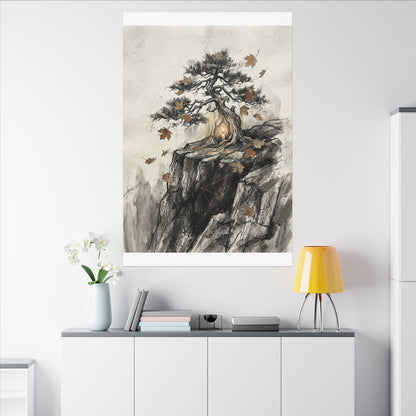 Pine Tree Autumn Canvas Art | Japandi Earthy Design