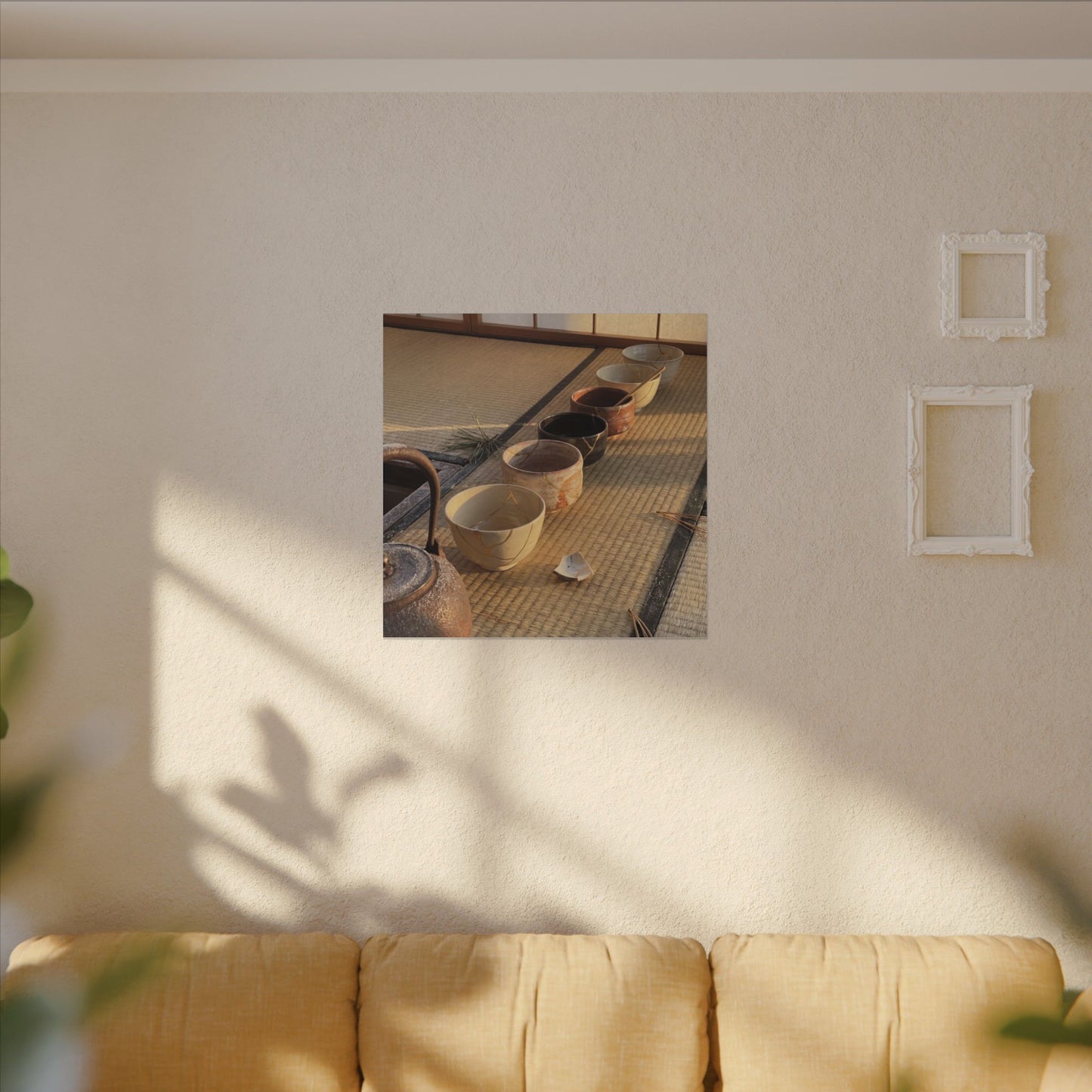 Kintsugi Tea Ceremony in Golden Hour | Gold Repair Canvas Art