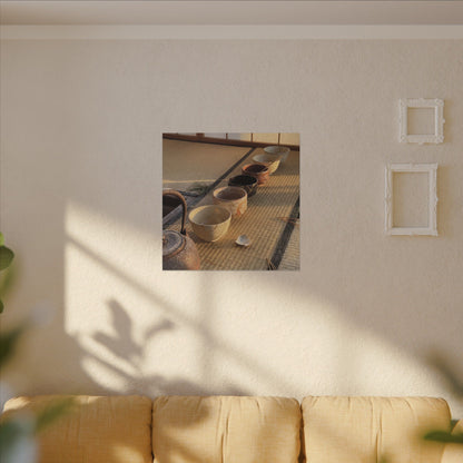 Kintsugi Tea Ceremony in Golden Hour | Gold Repair Canvas Art