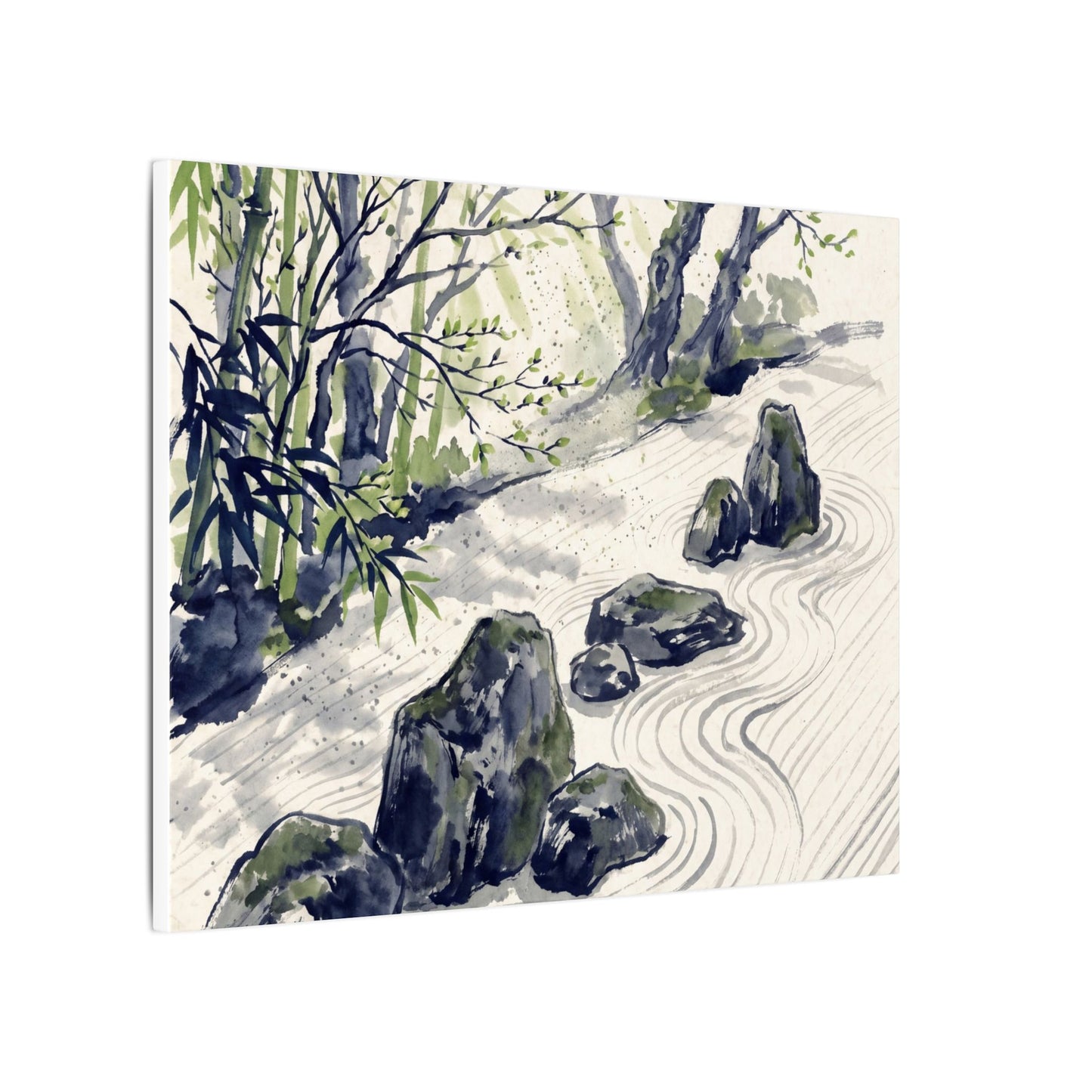 Dappled Rock Garden Canvas Art - Zen Mono No Aware