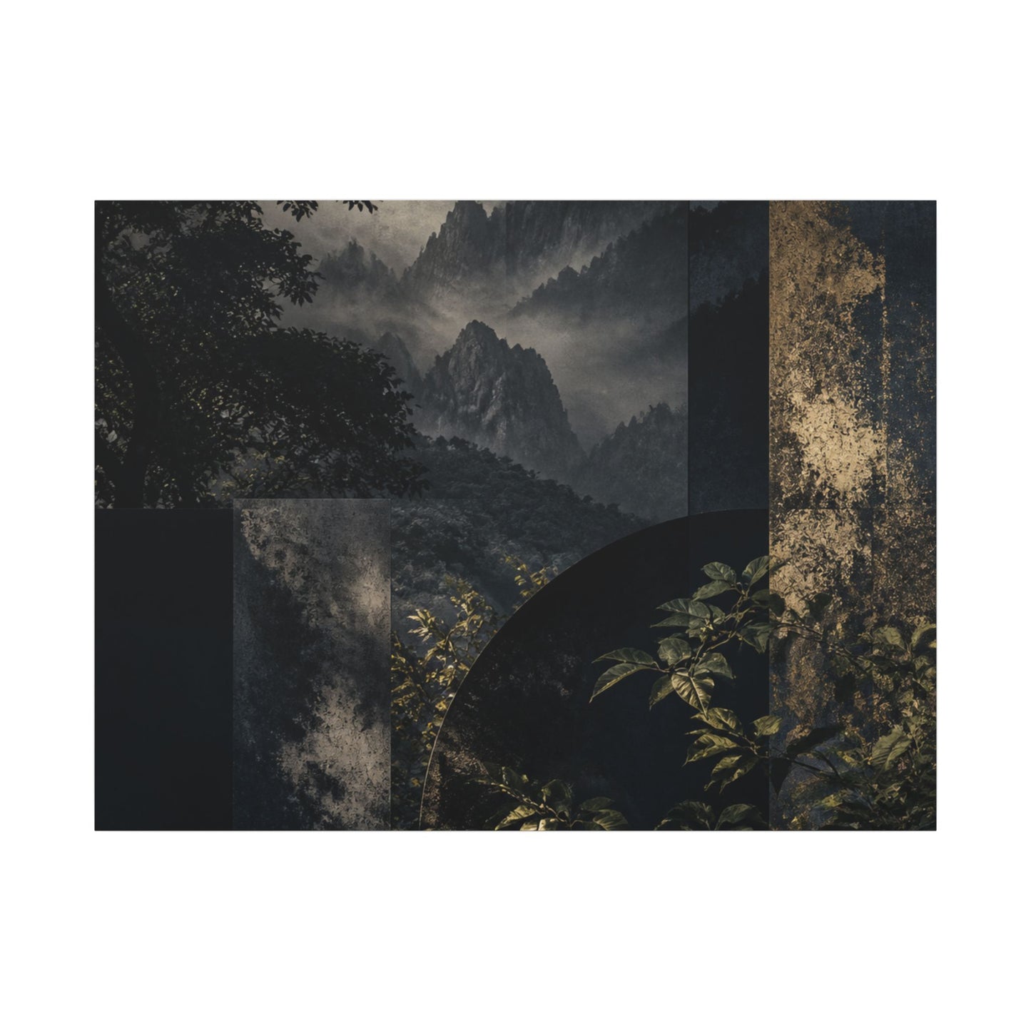Mountain Mist Summer Canvas Art | Dark Japandi Atmospheric Design