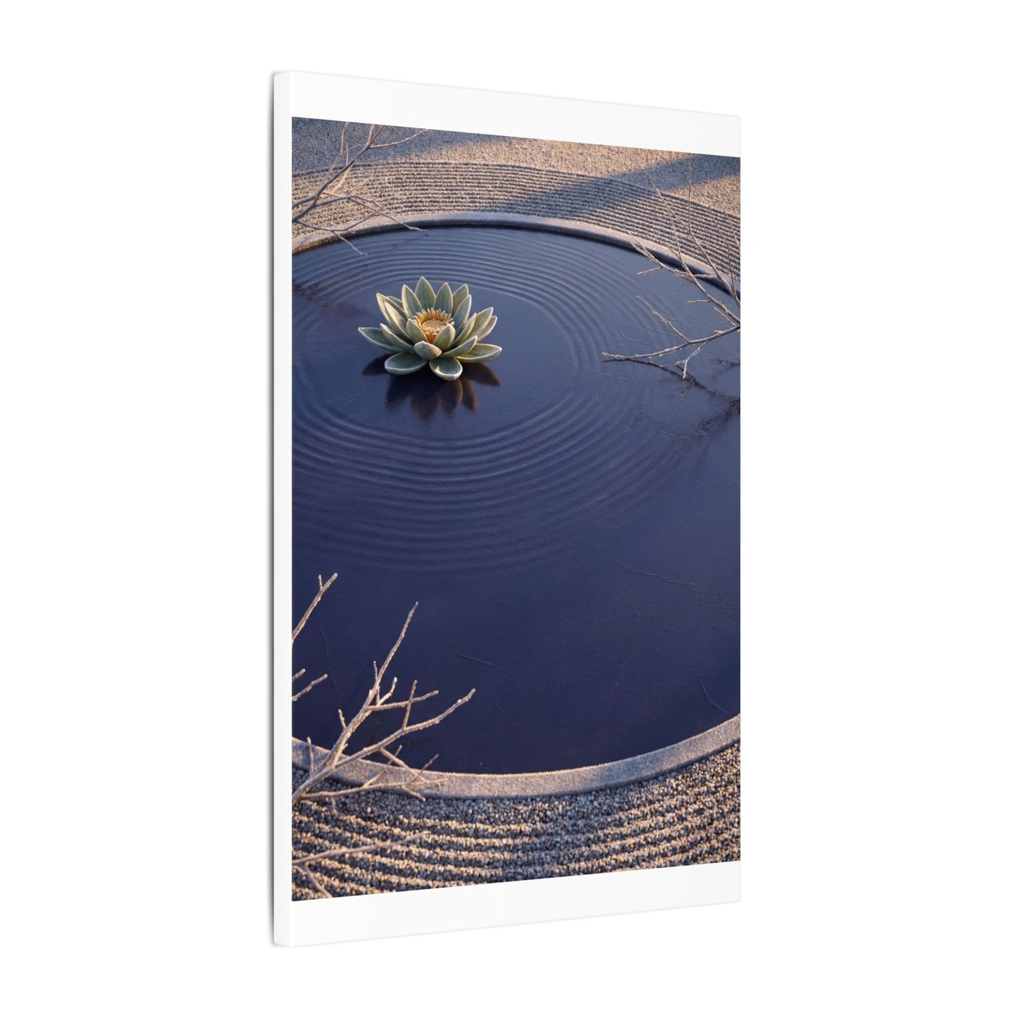 Lotus Flower Canvas Art | Winter Zen Karesansui Art