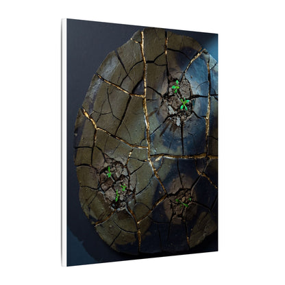 Dark Japandi Cracked Earth in Moonlight | Moody Minimal Canvas Art
