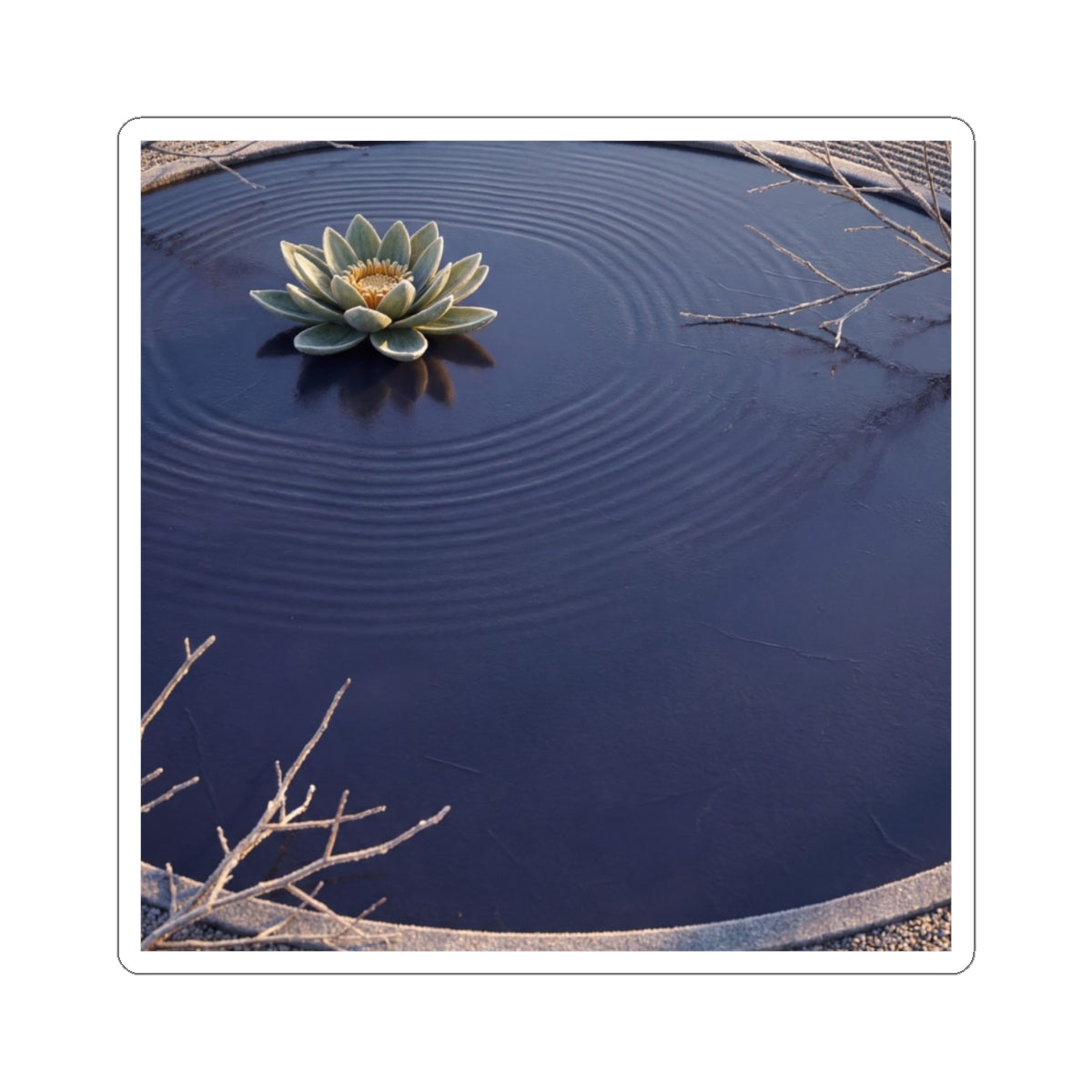 Lotus Flower Sticker | Winter Zen Karesansui Art Art Print