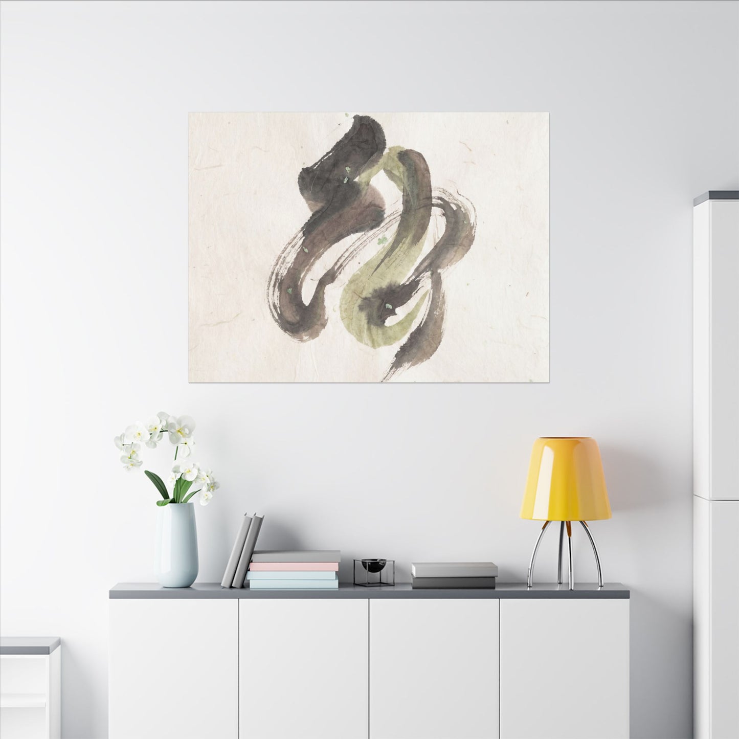 Ink Brushstroke Canvas Art | Spring Japandi Japanese Pattern Art