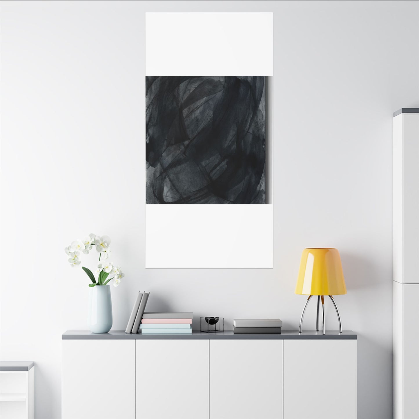 Deep Tones Dark Japandi Charcoal Canvas Art