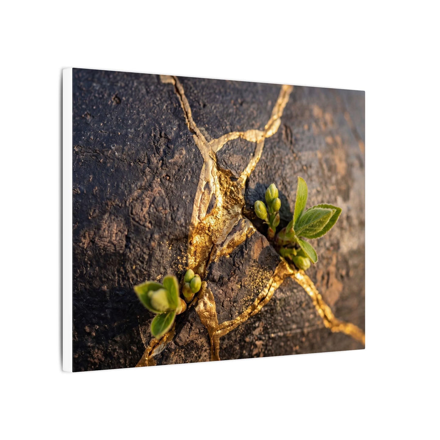 Rust Patina Gold Repair Canvas Art | Resilient Kintsugi Art