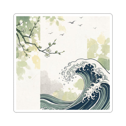 Spring Ocean Wave Ukiyo E Inspired Sticker | Calm Decor