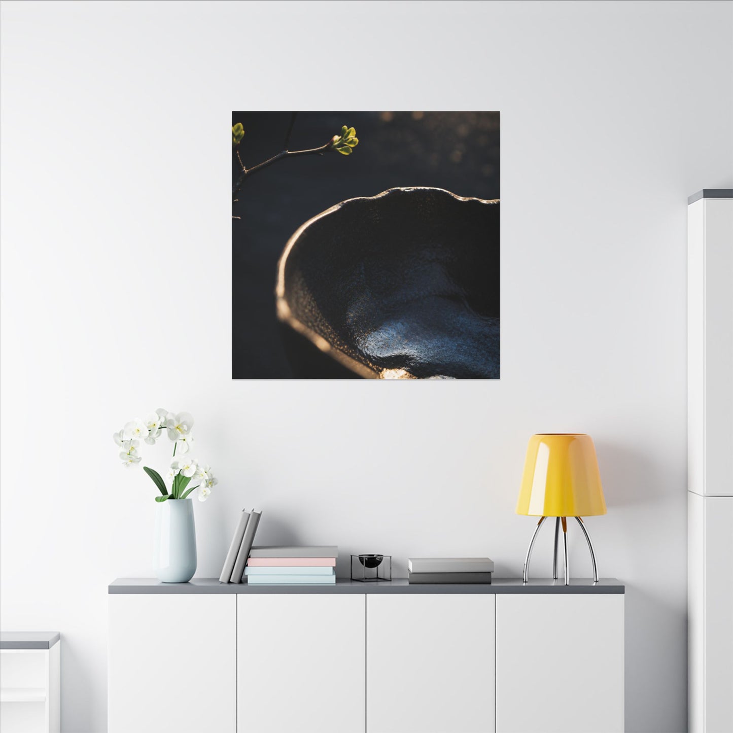Ma Ceramic Bowl Canvas Art - Dark Japandi Shadow Zen