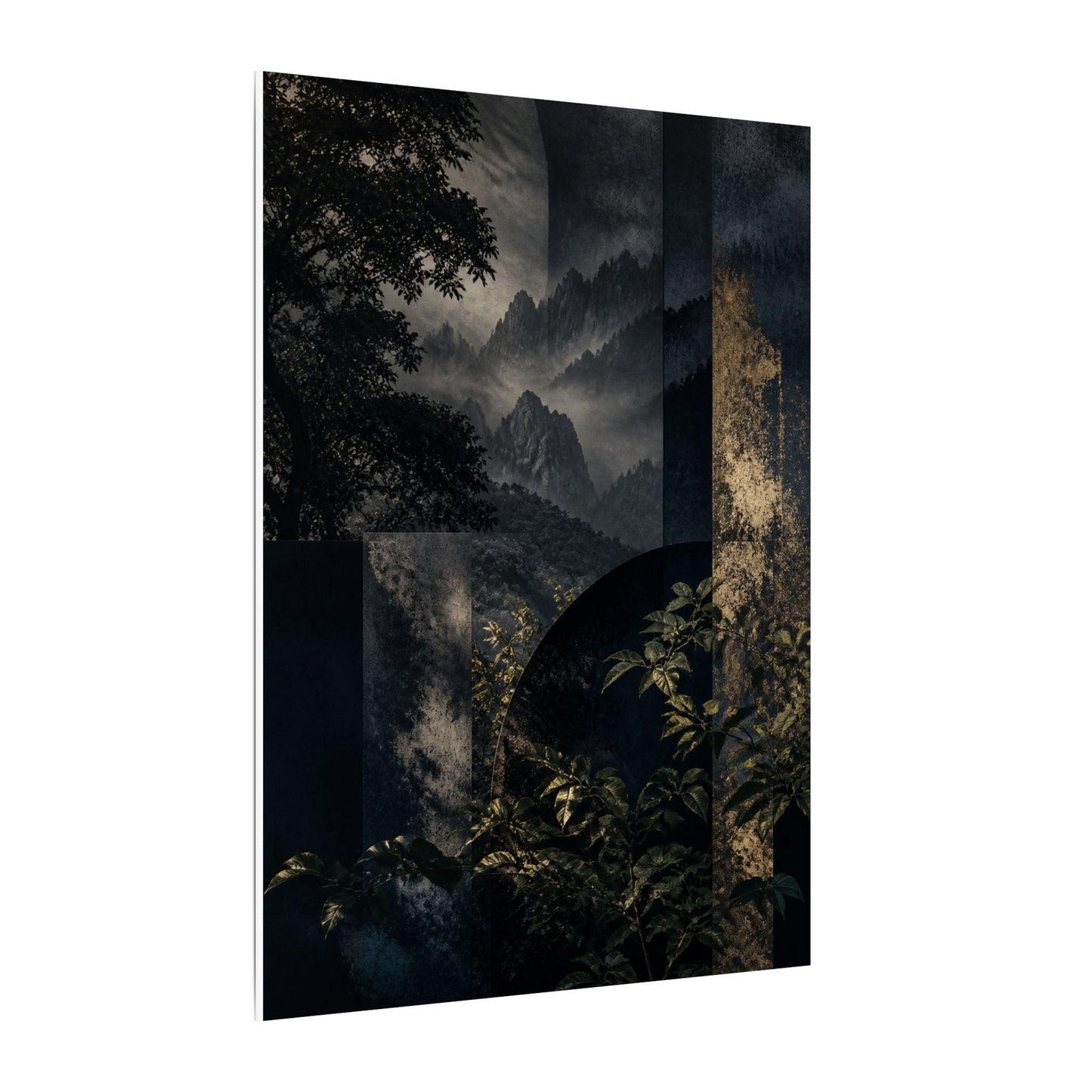 Mountain Mist Summer Canvas Art | Dark Japandi Atmospheric Design