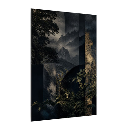 Mountain Mist Summer Canvas Art | Dark Japandi Atmospheric Design
