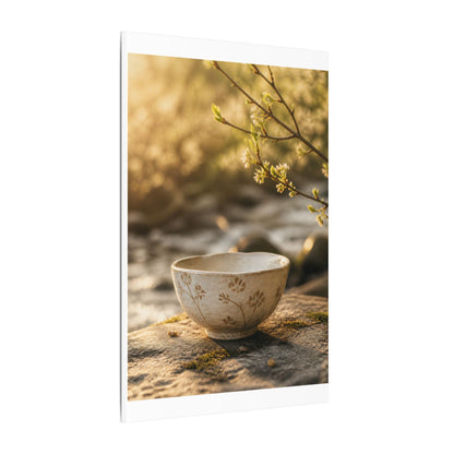 Neutral Ceramic Bowl Canvas Art - Japanese Pattern Japandi