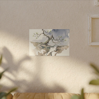 Moonlight Pine Tree Canvas Art - Japandi Ma