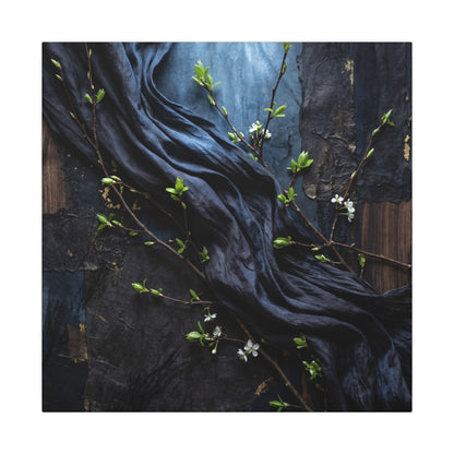 Spring Silk Drape Dark Texture Canvas Art | Atmospheric Decor