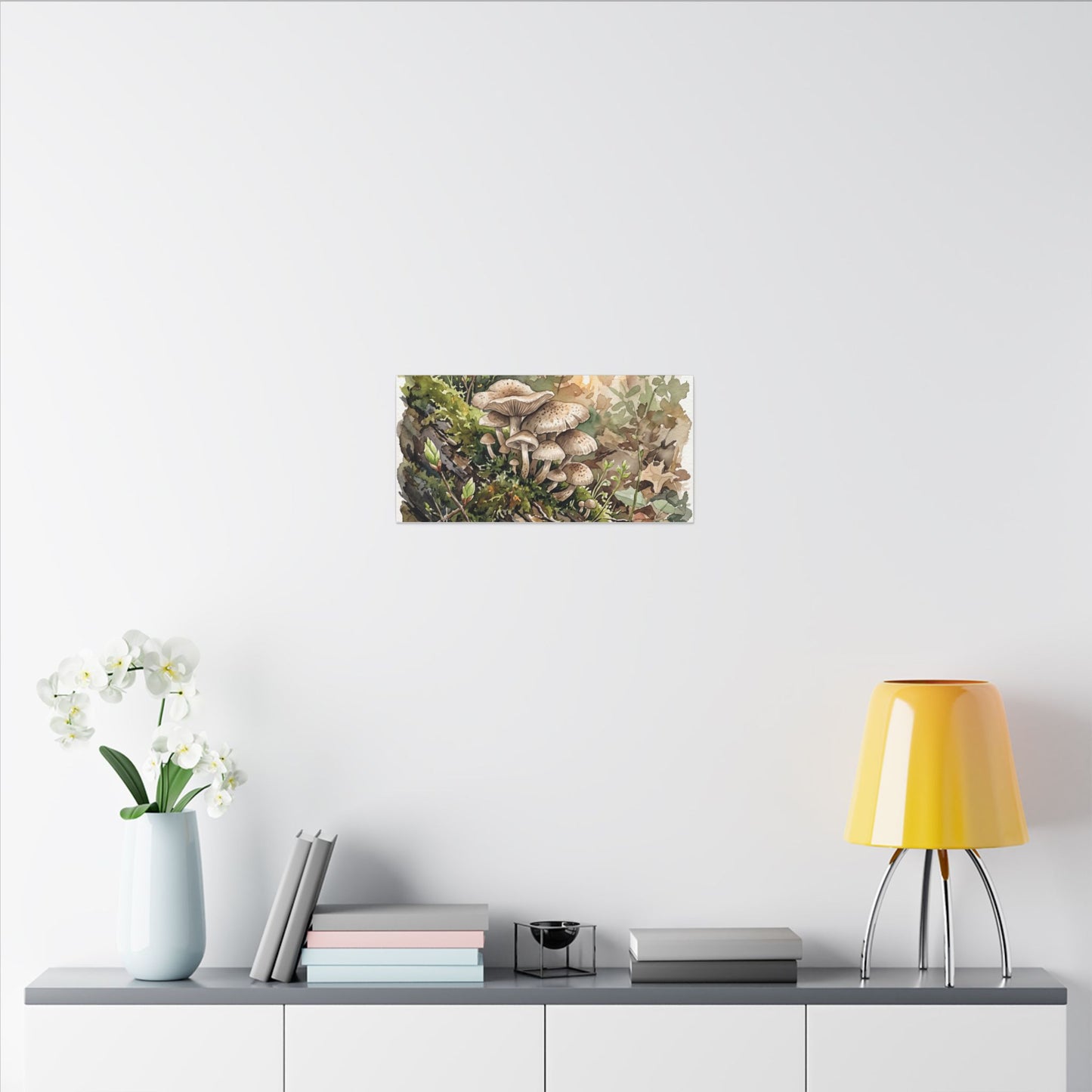 Wild Mushrooms Canvas Art | Spring Japandi Watercolor Art