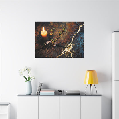Kintsugi Rust Patina in Candlelight | Gold Repair Canvas Art
