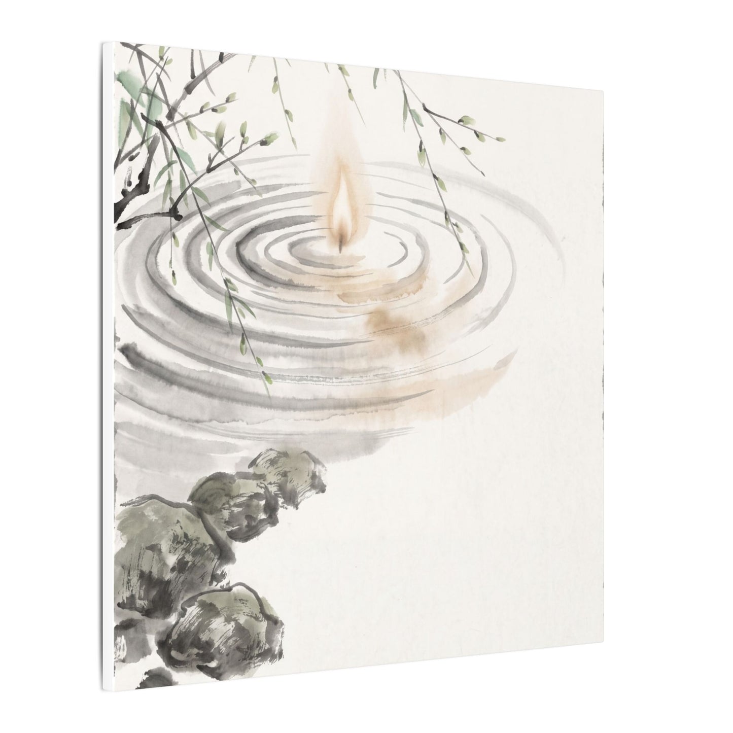 Water Ripple Sumi E Canvas Art | Tranquil Zen Art