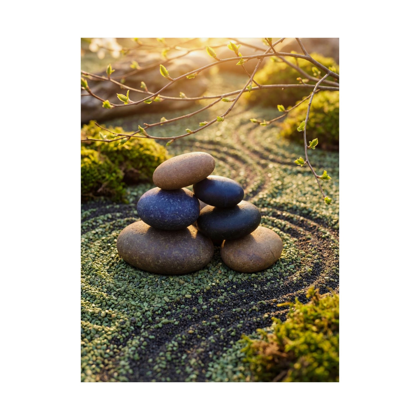 River Stones Spring Wall Art Print | Zen Contemplative Design