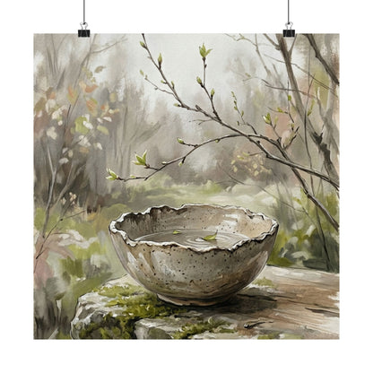 Japandi Ceramic Bowl in Overcast | Minimal Line Wall Art Print