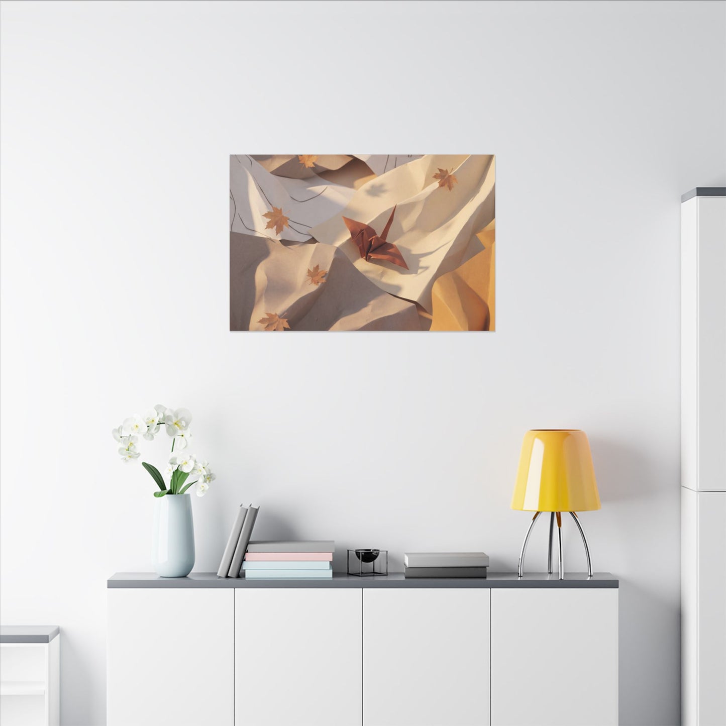 Autumn Paper Fold Minimal Line Canvas Art | Cozy Decor