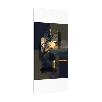 Golden Hour Pine Tree Canvas Art - Dark Japandi Kanso