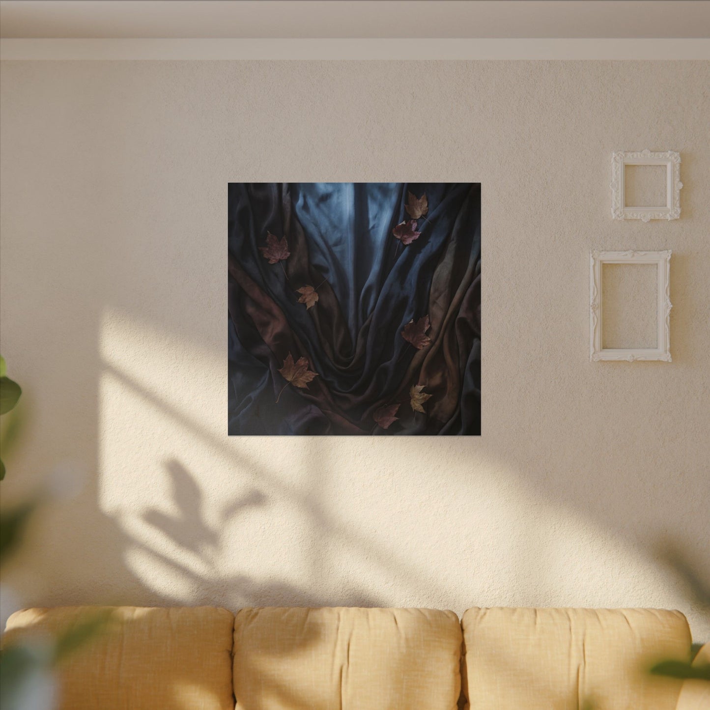Silk Drape Canvas Art | Autumn Dark Japandi Moody Minimal Art