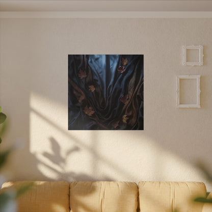 Silk Drape Canvas Art | Autumn Dark Japandi Moody Minimal Art