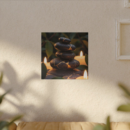 Summer River Stones Gold Vein Canvas Art | Philosophical Decor