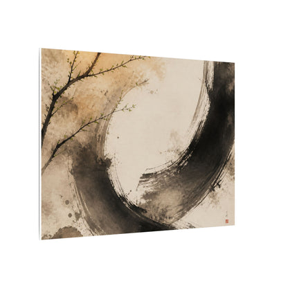 Japandi Ink Brushstroke in Golden Hour | Watercolor Canvas Art