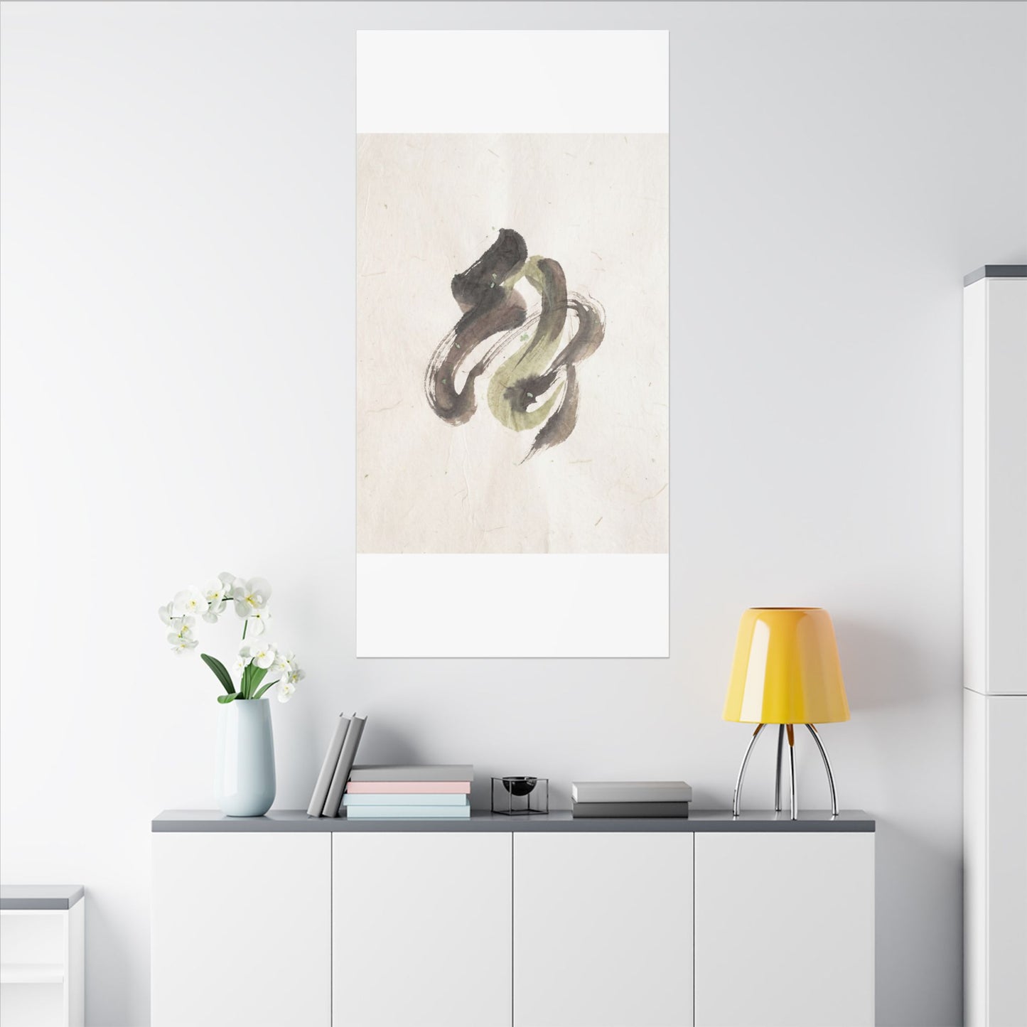 Ink Brushstroke Canvas Art | Spring Japandi Japanese Pattern Art