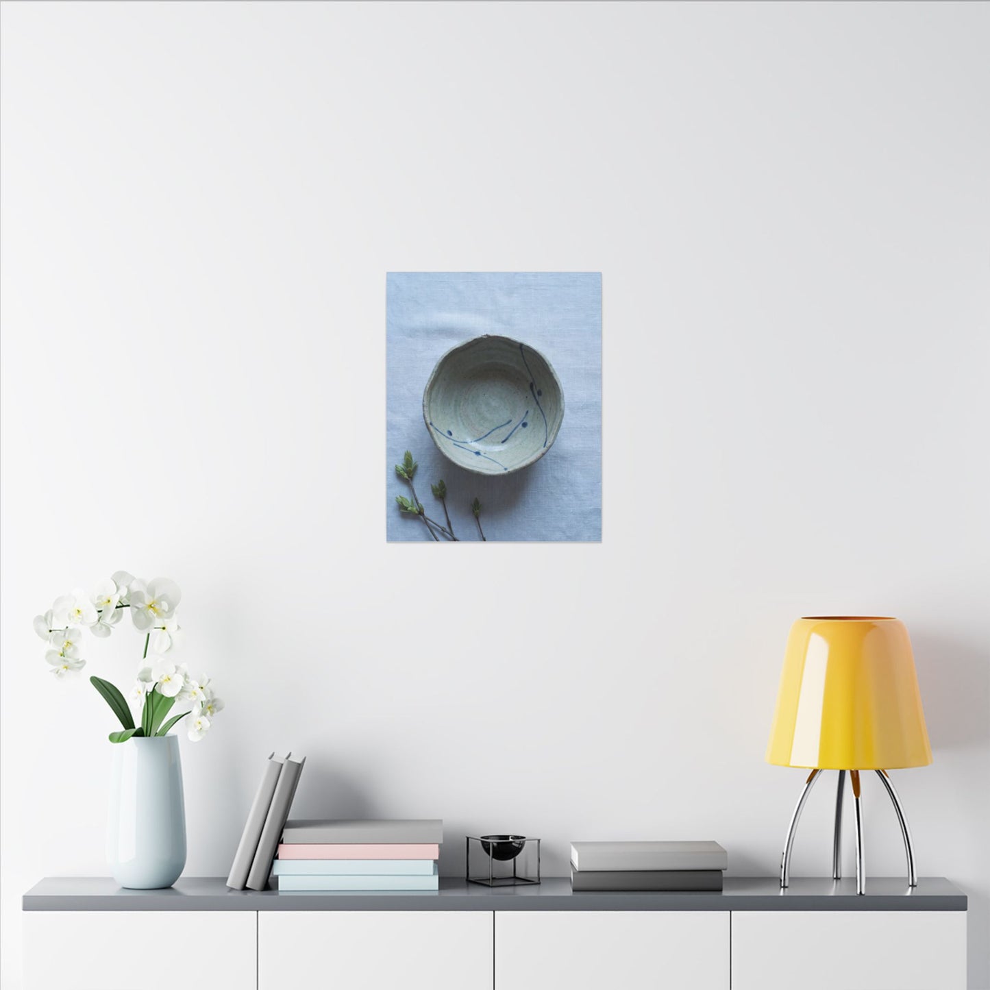 Spring Ceramic Bowl Minimal Line Canvas Art | Warm Decor