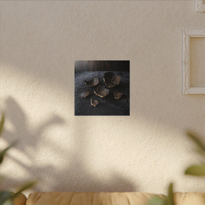 Winter Broken Pottery Shadow Zen Canvas Art | Bold Decor