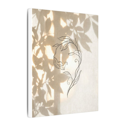 Warm Shoji Screen Canvas Art - Minimal Line Japandi