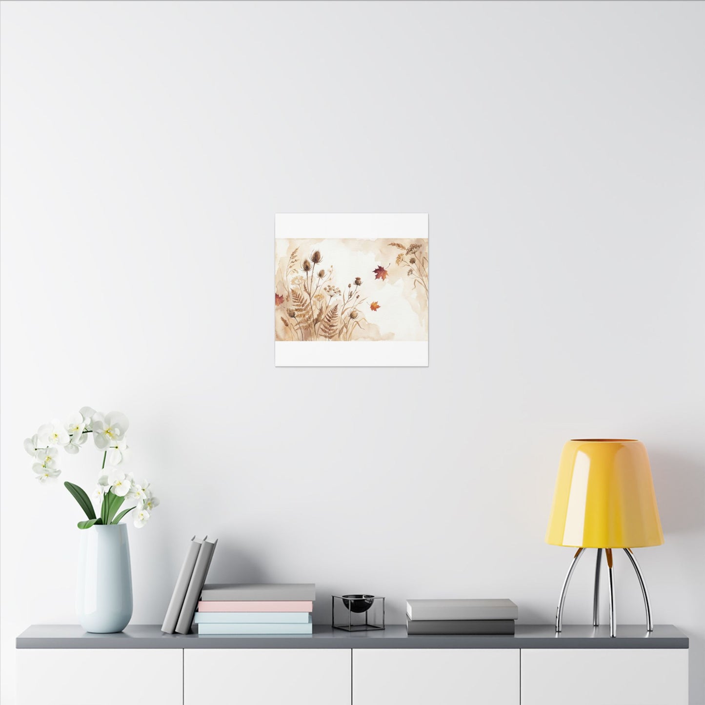 Dried Flowers Canvas Art | Autumn Japandi Watercolor Art
