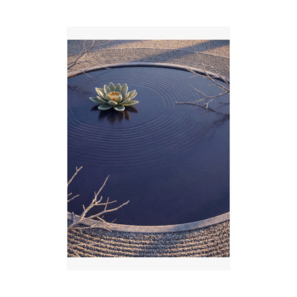 Lotus Flower Karesansui Wall Art Print | Tranquil Zen Art