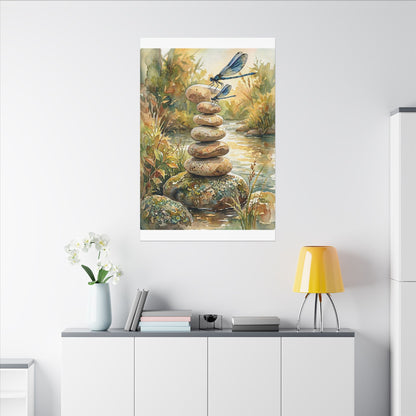 River Stones Summer Canvas Art | Japandi Cozy Design