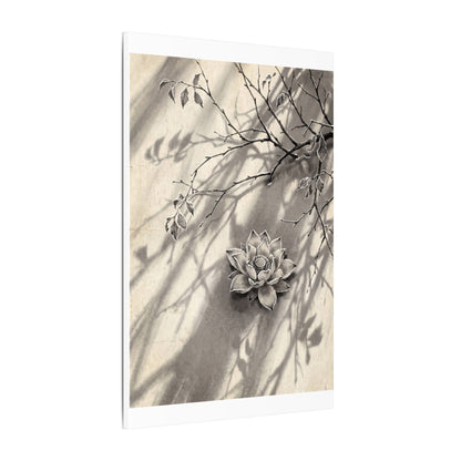 Winter Lotus Flower Sumi E Canvas Art | Contemplative Decor